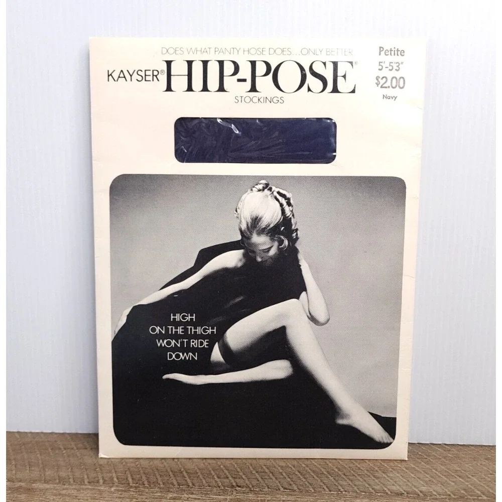 Vintage Kayser Thigh High Hose Navy Petite‎ New Sealed